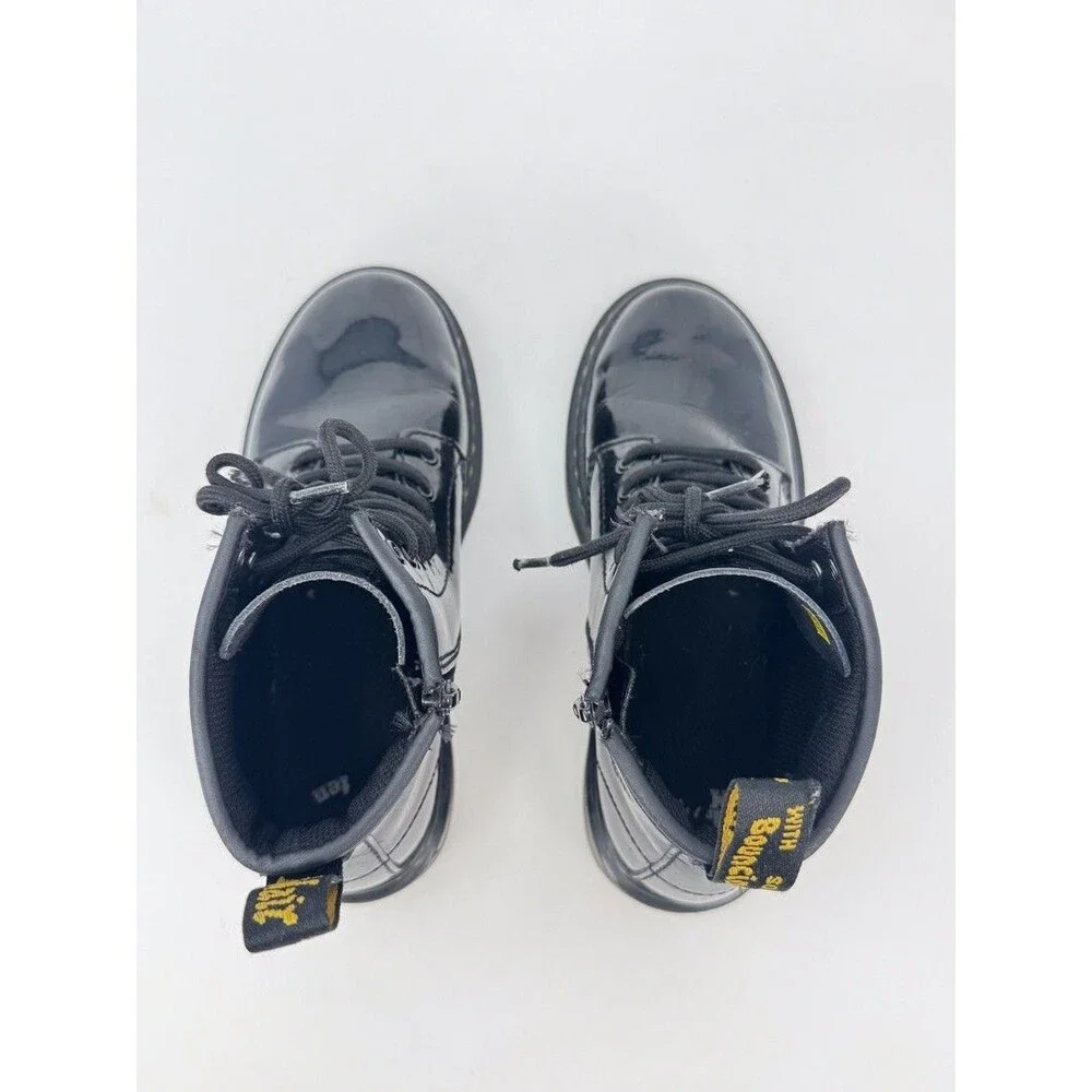Dr Martens 1460 Juniors Combat Boots Black Patent Leather Lace Up Booties US 3